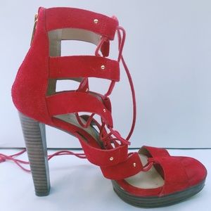 Michael Kora Red Lace Up Heels